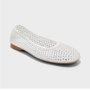 NWT A New Day MEL RHINESTONE MESH BALLET FLATS 10 SILVER Wedding Bling DELICATE